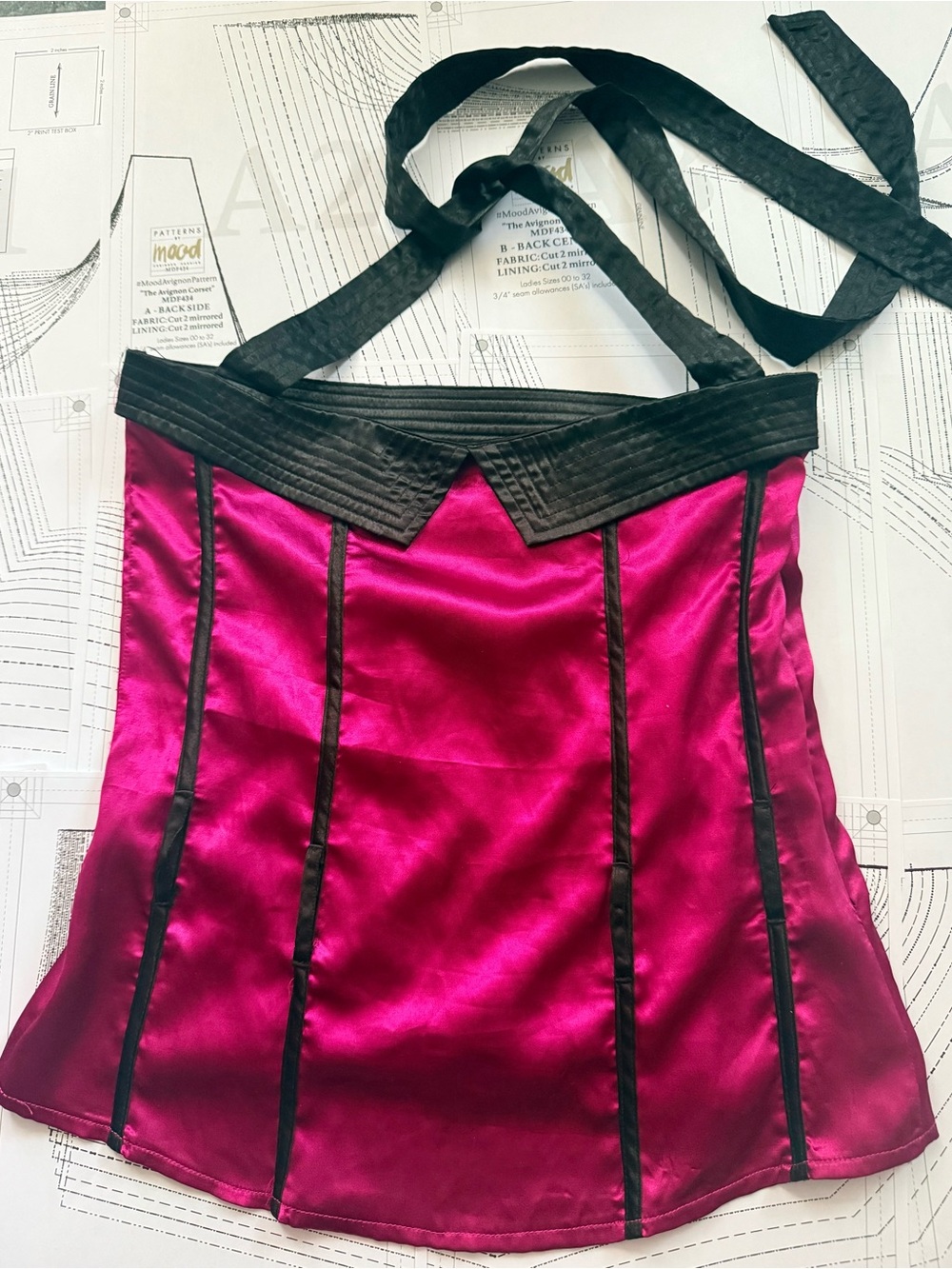 Satin Strapless Camisole with Contrast Trim - Fuchsia/Pink